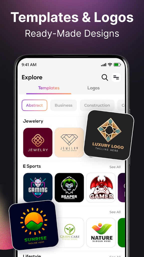 Industry-specific logo template library — AI Logo & Brand Identity Studio