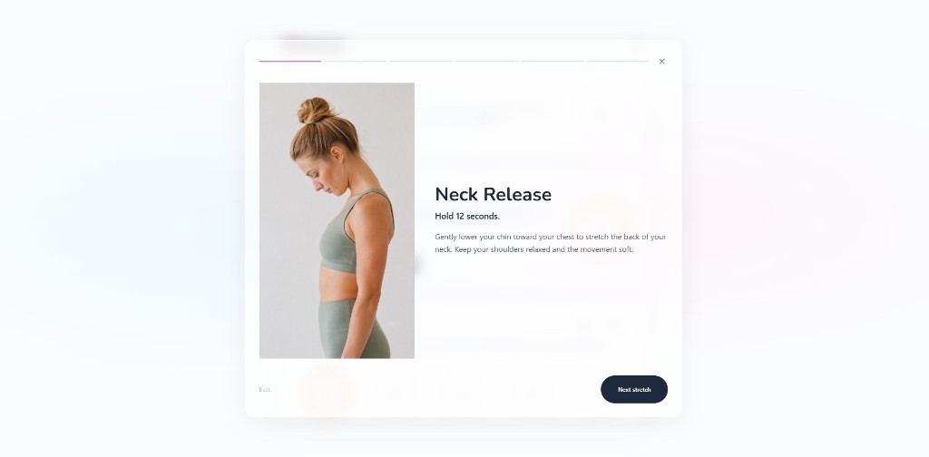 Guided stretching session with step-by-step movement instructions — Desktop Wellness Reminder Platform